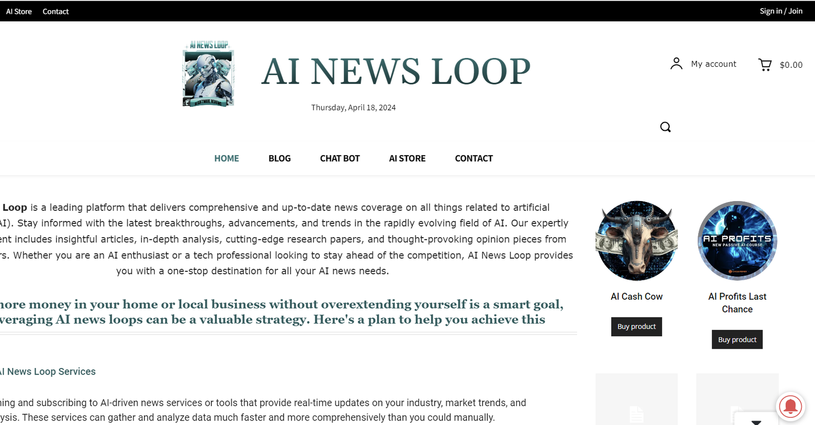 AI NEWSLOOP - Dynamic Web Design