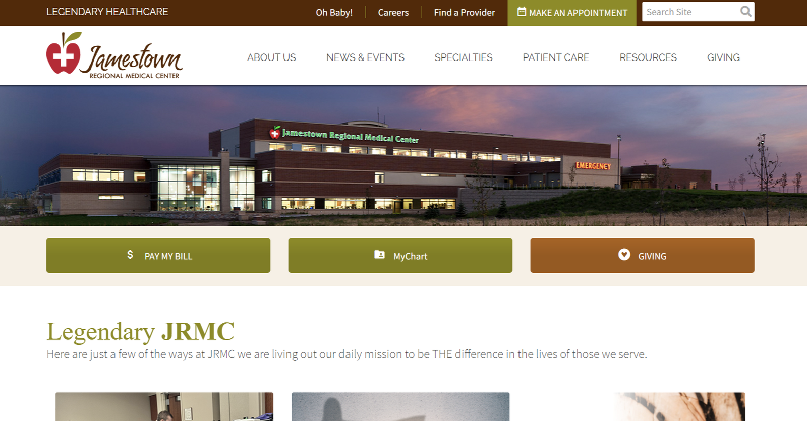 Jamestown Regional Medical Center - Web Design